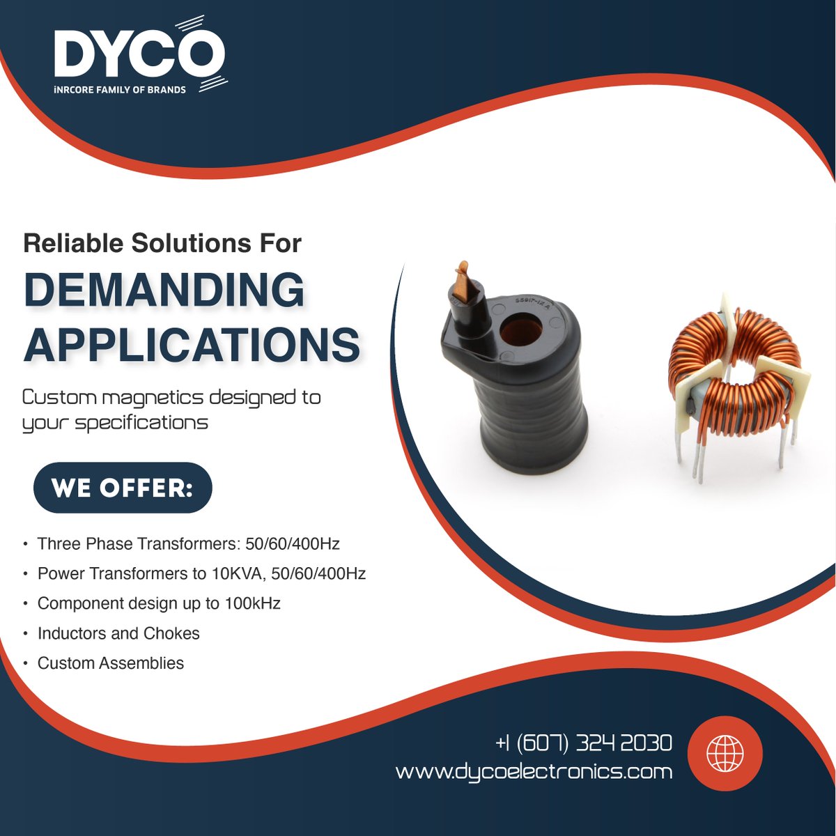 DycoElectronics's tweet image. DYCO #manufactures &amp;amp; assembles a full range of #CustomMagnetics &amp;amp; #electronics, right here in the #USA. All of our products adhere to the most stringent qualification standards for superior part reliability for YOUR demanding applications!

Learn more: bit.ly/457pZL8