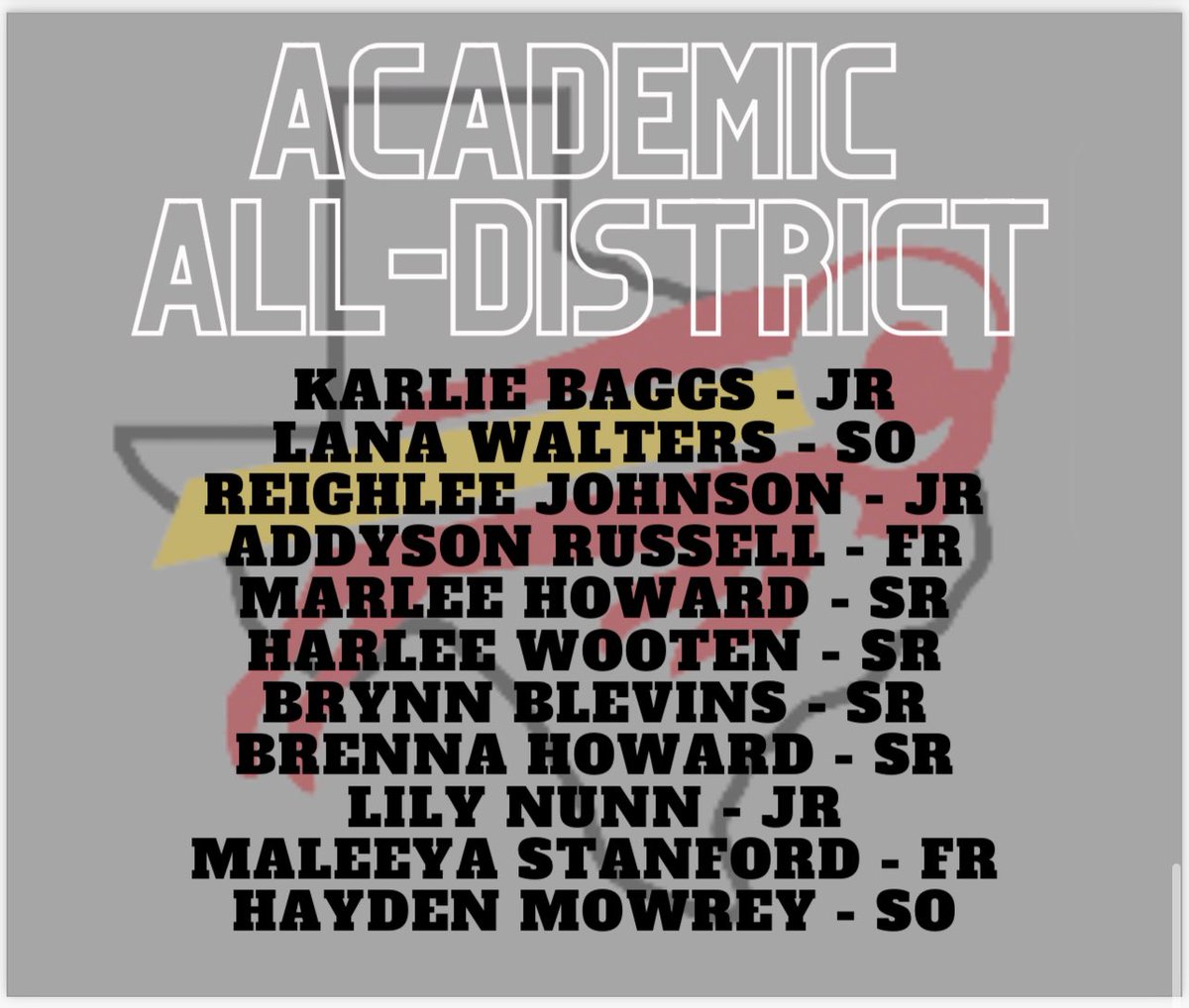 Congrats to our ENTIRE Varsity for receiving District 10-3A Academic All-District honors! So proud of the hard work in the classroom! ❤️🐏💛