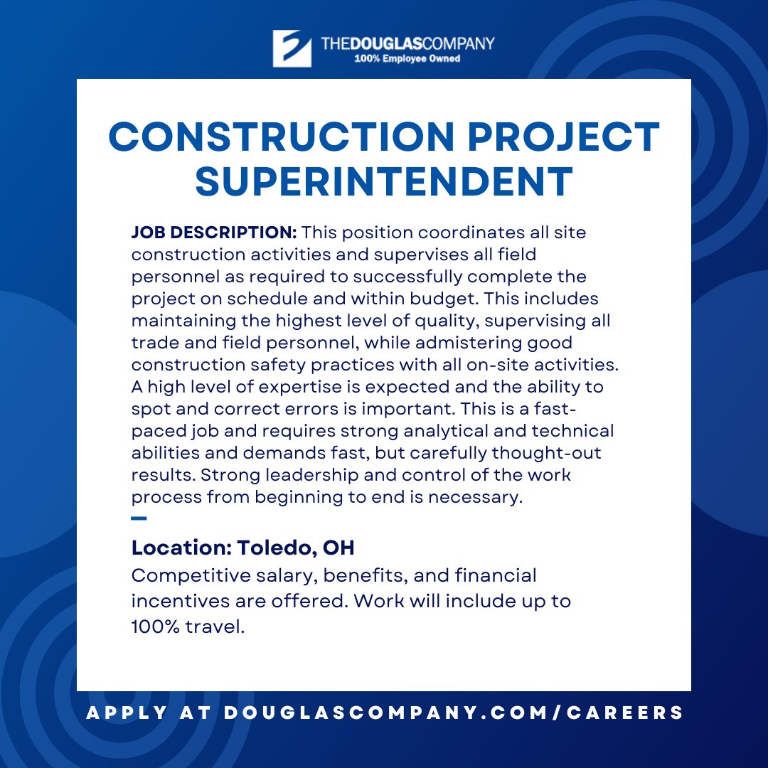 We're Hiring!👏👥

We build places where people live, where they come to heal, and where they come to sleep. There’s no arguing that what we do makes lives better.

Join the TDC Team by applying on our website. To view these positions and more, head to douglascompany.com/careers