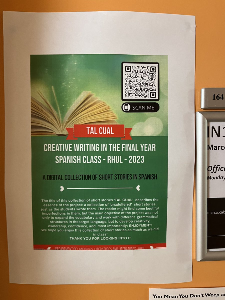 Fantastic evidence of the creative approach to language teaching from our brilliant team! A digital collection of short stories in #Spanish from our final-year students. #LanguageLearning #creativewriting fliphtml5.com/xktqp/ioyf/TAL…