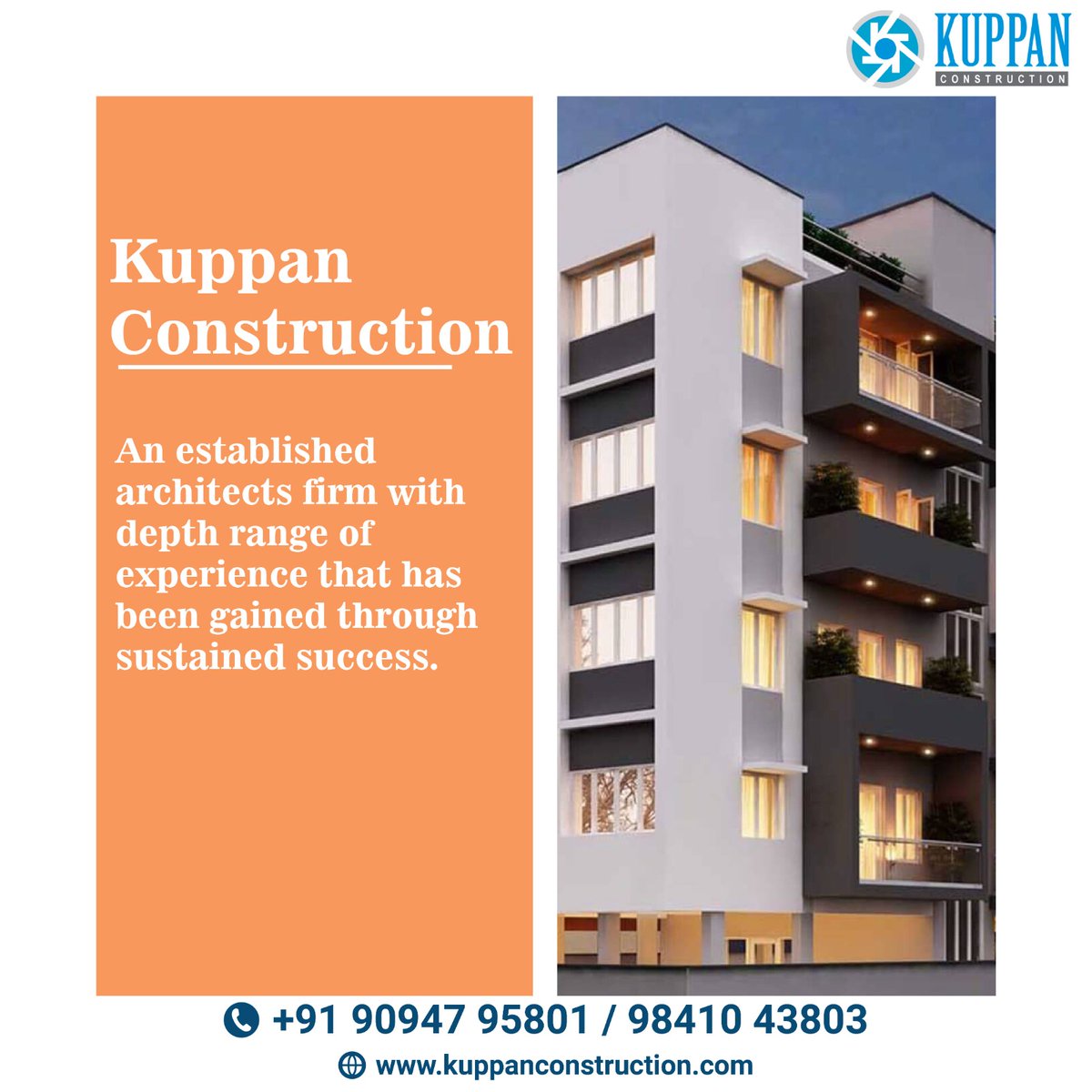 Kuppan Construction...!

An established architects firm with depth range of experience that has been gained through sustained success.

Call Us : +91-98410 43803 / +91-90947 95801
Visit Our Websiteite : kuppanconstruction.com
#kuppanconstruction #civilcontractors