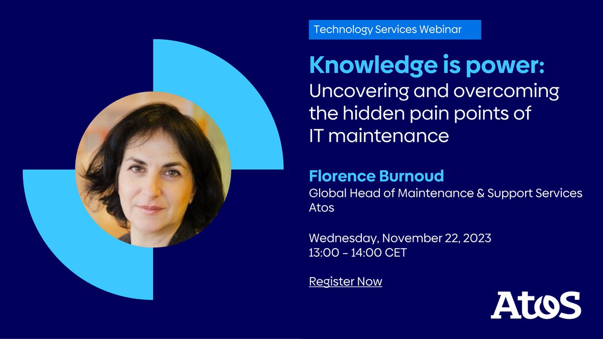Jplt44's tweet image. 🚀 Dive into real-world #ITmaintenance challenges with Florence Burnoud on Nov 22, 1 pm CET. Gain fresh insights, tailored solutions, and practical strategies for success. 🛠️ Register here: atos.net/en/lp/knowledg…
#Maintenance #AdvancingWhatMatters