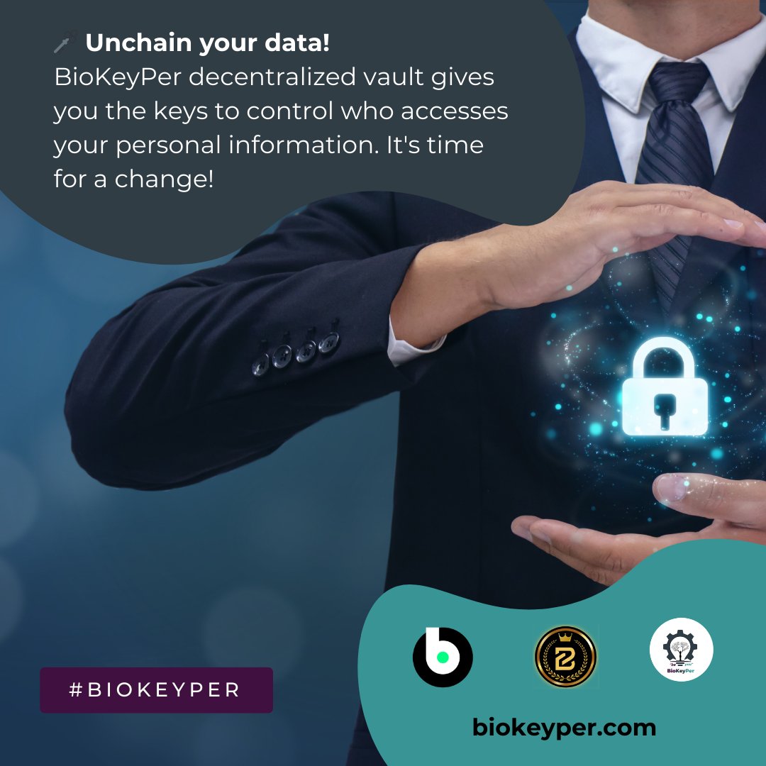 biokeyper's tweet photo. 🗝️ Unchain your data! Our decentralized vault gives you the keys to control who accesses your personal information. It's time for a change! 

#Data #Freedom #biokeyper https://t.co/GtswZ89d6K