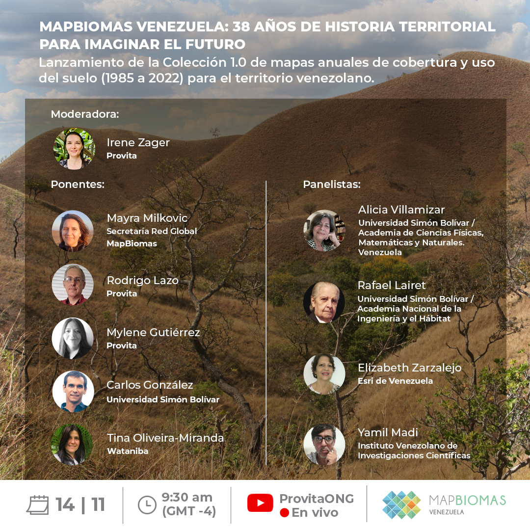 provita_ong's tweet photo. ¡Empezamos en 15 minutos! 📣

Lanzamiento de “MapBiomas Venezuela: 38 años de historia territorial para imaginar el futuro” y descubre cómo se ha transformado el territorio nacional en casi cuatro décadas 🇻🇪

Únete al evento: https://t.co/MCKo4YtiD9

#MapBiomasVenezuela https://t.co/H9nakGkkjX