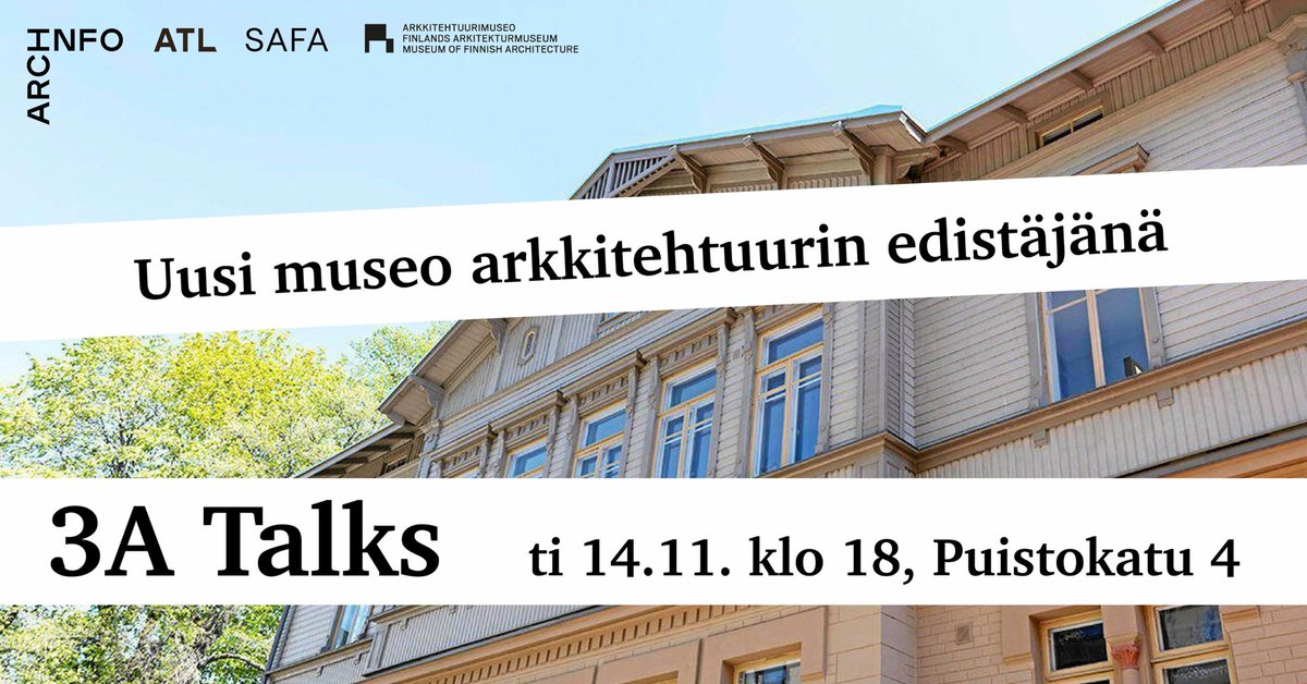 SAFA_finland's tweet photo. Tänään klo 18 alkaen #3ATalks -keskustelussa panelistit pureutuvat mm. arkkitehtuurin kentän tarpeisiin ja toiveisiin koskien uutta arkkitehtuuri- ja designmuseota.
👉Seuraa keskustelua suorana Youtubessa: https://t.co/E84oR0O3OC https://t.co/RW18CjJq9E