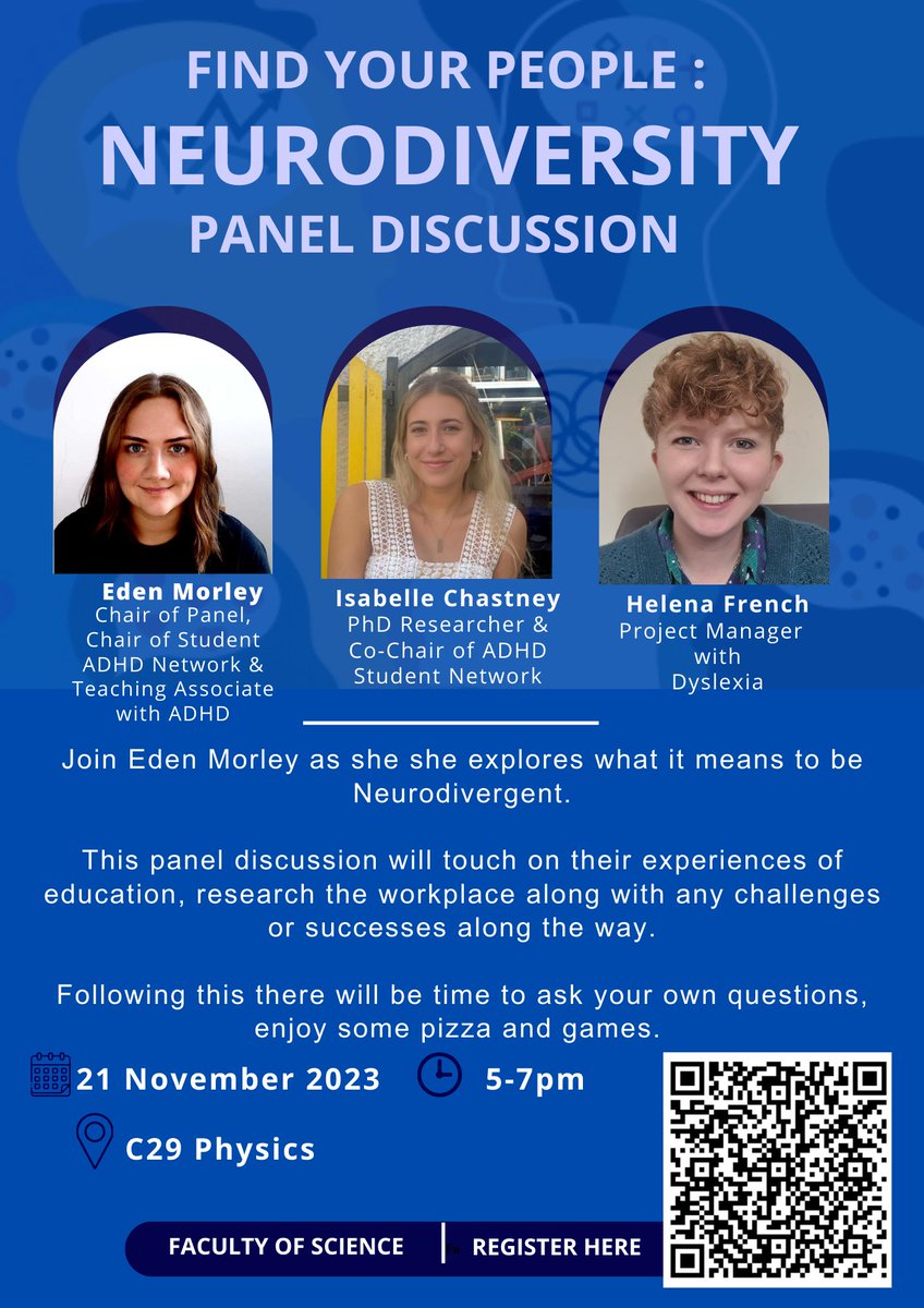 Next week I'll be chairing a Neurodiversity Panel Discussion as part of #wobbleweek at <a href="/notts_psych/">School of Psychology, University of Nottingham</a> <a href="/UniofNottingham/">Uni of Nottingham #WeAreUoN</a>. Scan the QR code to sign-up!