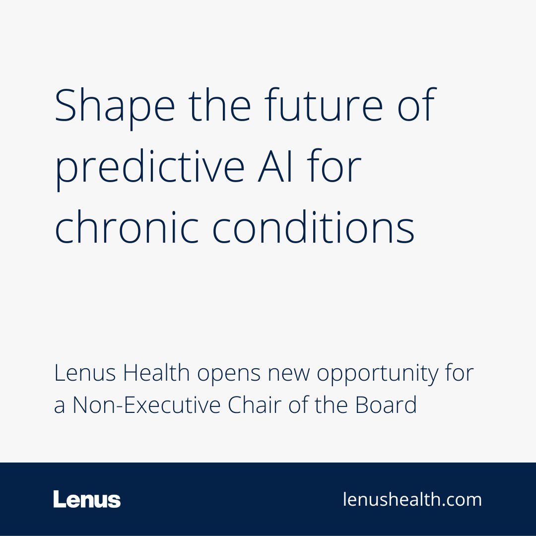 Lenus Health is seeking a Non-Executive Chair of the Board to impact the strategic direction, governance, and overall development and growth both in the UK and internationally. For more information, please visit our website🧵

#BoardChair #NED #Hiring #TeamLenus #DigitalHealth