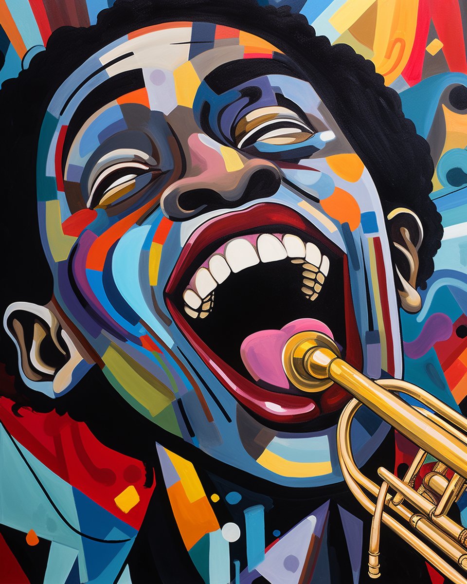 This piece is a symphony of visual splendor, capturingthe essence of #jazz in bold geometric forms. A strikingaddition to any gallery, it's an homage to the universallanguage of music and art's ability to translate sound intosight.