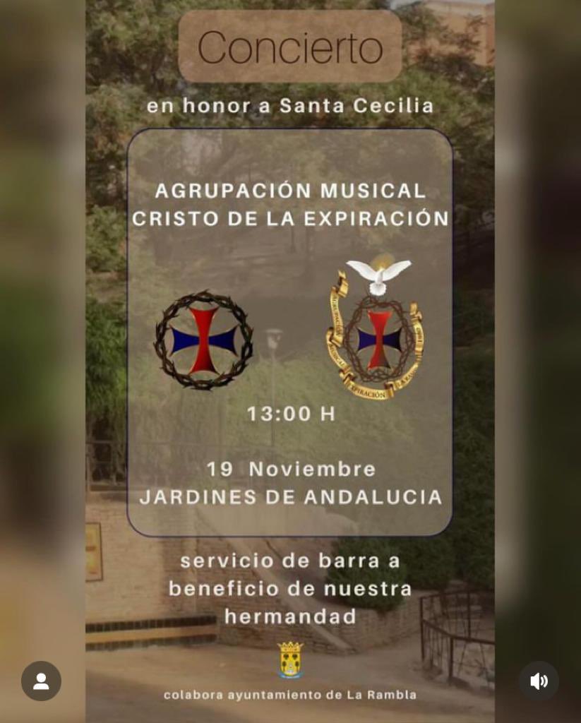 AMExpiracionlr's tweet photo. CONCIERTO | Este Domingo 19 de Noviembre en los Jardines de Andalucía, concierto de marchas procesionales en honor a Santa Cecilia, organizado por nuestra @Hdadexpiracion 
!Os esperamos!
#PorSiempreExpiracion https://t.co/ZQzoc3RcAG