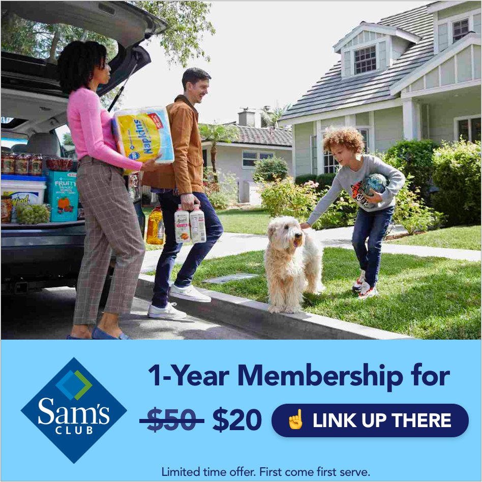 spieltimes's tweet photo. 60% Off! 😲 Sam's Club 1-Year Membership for just $20! (retail $50!)

Click here: https://t.co/zSt2mizHrO

♻️ Retweet! 

Follow for more discounts, freebie alerts &amp; daily deals! (Turn Notifications ON 🔔) https://t.co/3EQ4UFhse0