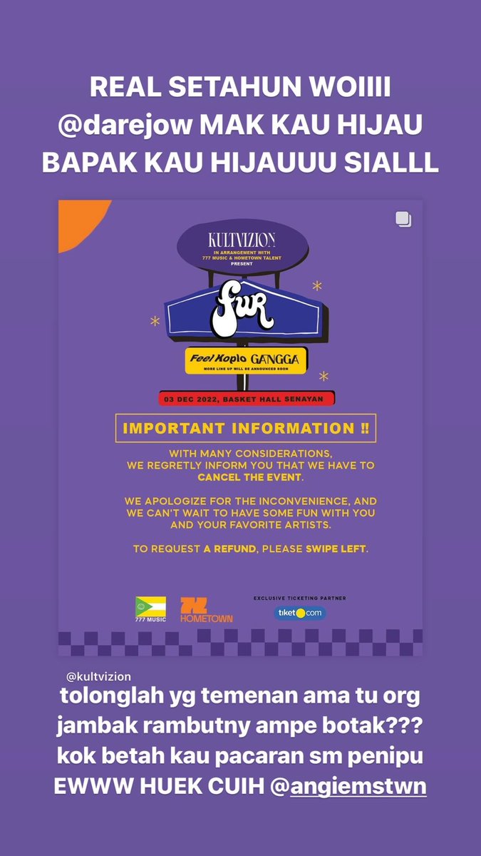 Refund BMTH Day 2 dari Ravel ganyampe sejam awww kerennn gak kayak refund Boy Pablo dari Kultvizion udah setahun gak balik tuh duit gw dan ribuan orang lainnya???? Berapa milyar yachhh yummyy pake buat pesta dulu