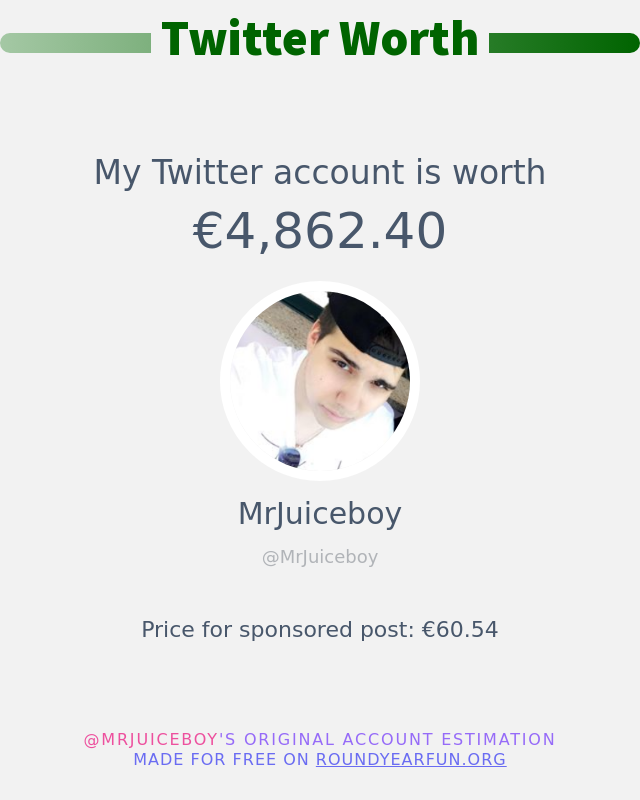 MrJuiceboy's tweet photo. Mon twitter vaut: €4,862.40

➡️ https://t.co/3JcSeHREue https://t.co/jDtlUgGBGh