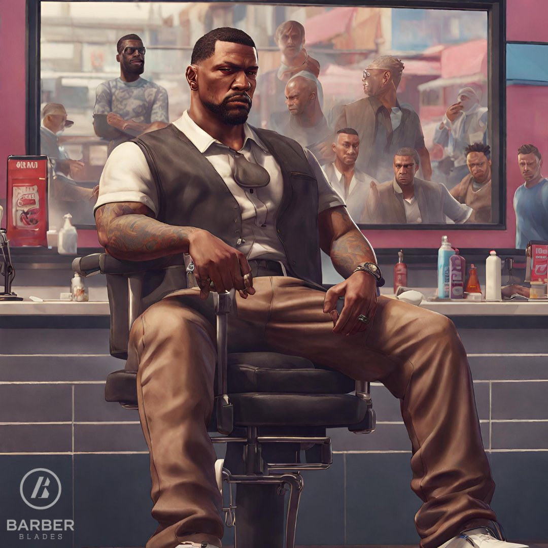 BarberTempleUk's tweet photo. With the news of a GTA6 trailer coming soon, we asked AI to make some barber themed loading screens for the long awaited release! 📷 https://t.co/msbvJRT7tA