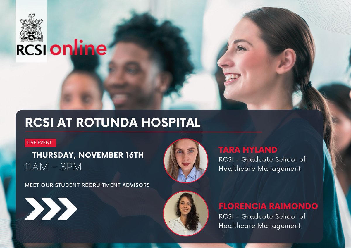 Exciting news! Meet RCSI Online's recruitment advisors, at Rotunda Hospital on Nov 16, 2024, starting at 11 AM. Exclusive opportunities await for @RotundaHospital staff! Explore academic, CPD, & micro-credential options that empower career growth and drive change. #RCSI