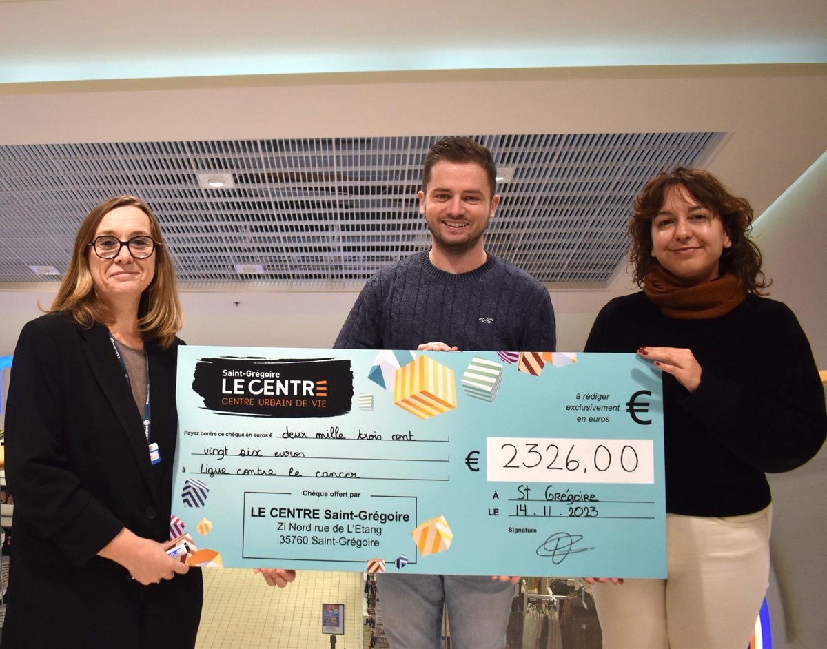 [ Initiative ❣️] 

Ce matin notre Comité était présent au @leclerc de <a href="/VilleGregoire/">Ville de Saint-Grégoire</a>. 😊

Ces dernières semaines une friperie solidaire a été organisée à notre profit et a permis de récolter 2️⃣3️⃣2️⃣6️⃣€. 👏🏻
   
#LigueCancer #Initiative #Partenariat #FriperieSolidaire #Leclerc