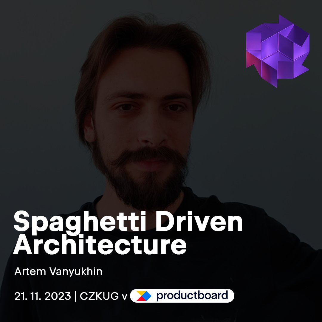 KotlinCzech's tweet image. Prvním speakerem příštího Kotlin meetupu (21. 11.) bude Artem Vanyukhin s talkem &quot;Spaghetti Driven Architecture&quot;. A máte se na co těšit! ✨

Rezervuj si své místo a doraž do nádherných prostor @productboard 👉 jb.gg/KMP-meetup