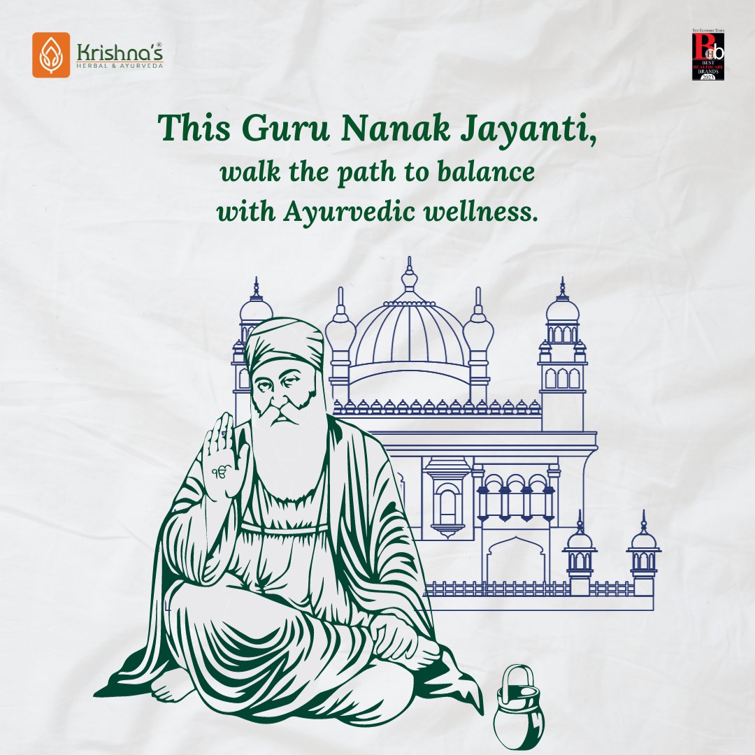 May the teachings of Guru Nanak Dev Ji guide us towards a path of health and harmony! 🙏🌟 Wishing everyone a blessed Guru Nanak Jayanti filled with health, happiness, and enlightenment! 🌸🙌🏽 . . . #GuruNanak2023 #krishnaherbal #ayurveda #herbal #ayurvedic #health #india #yoga