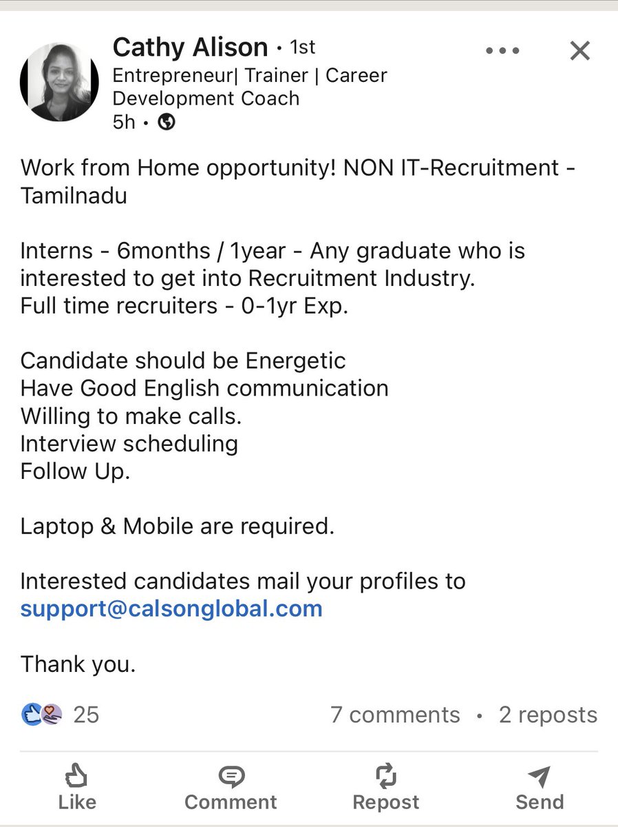 #nonitrecruitment #wfhrecruiters ! Pls reach the contact person given