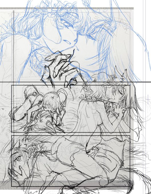 下絵ちゅ。ずーーっと下絵ちゅ。ろくにお返事できんですみません。これはほとんどが画面から見切れてしまうであろう下絵。 