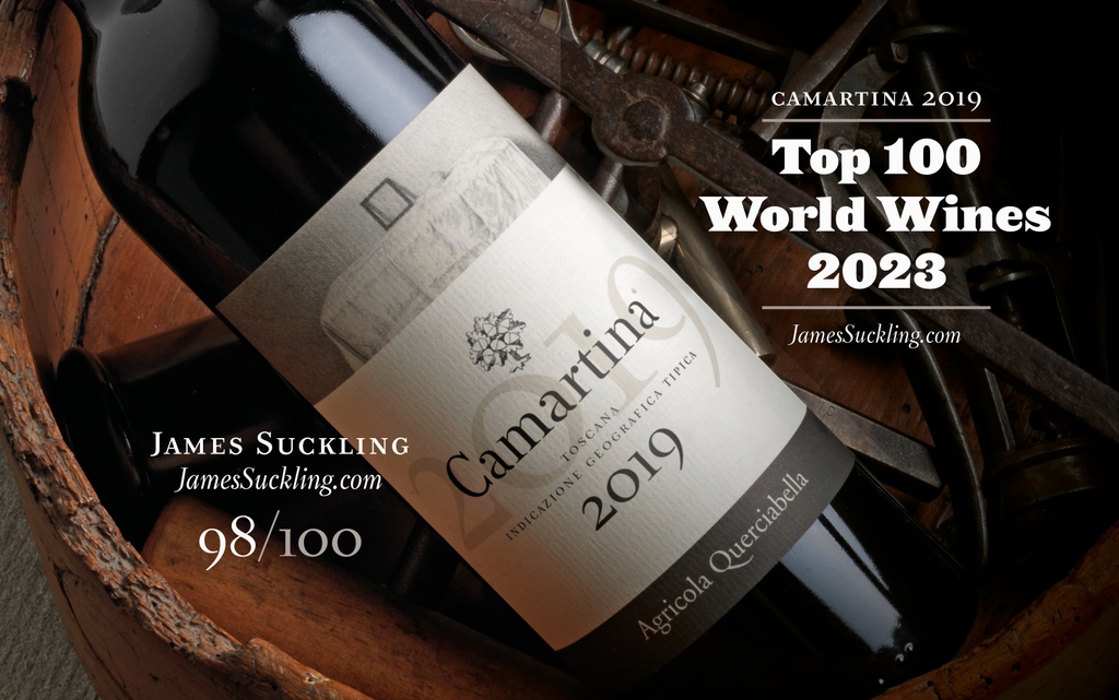We are thrilled to announce that Camartina 2019 has been selected by world-renowned journalist James Suckling as one of the Top 100 World Wines 2023.⁠ “Shows brightness and vivacity.”⁠ —JS · 98/100⁠ #querciabella