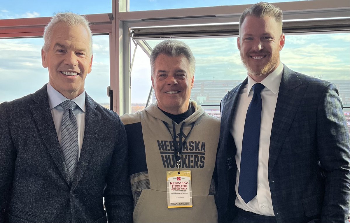 Great to see 2 former players of mine continuing to perform at the highest level. Paul Burmeister (Iowa’93 QB) &amp; Kyle Rudolph (Notre Dame TE’11) visiting Lincoln. Great teammates as athletes &amp; continuing to excel as NBC/Peacock duo. ⁦<a href="/KyleRudolph/">Kyle Rudolph</a>⁩ ⁦<a href="/PaulWBurmeister/">Paul Burmeister</a>⁩