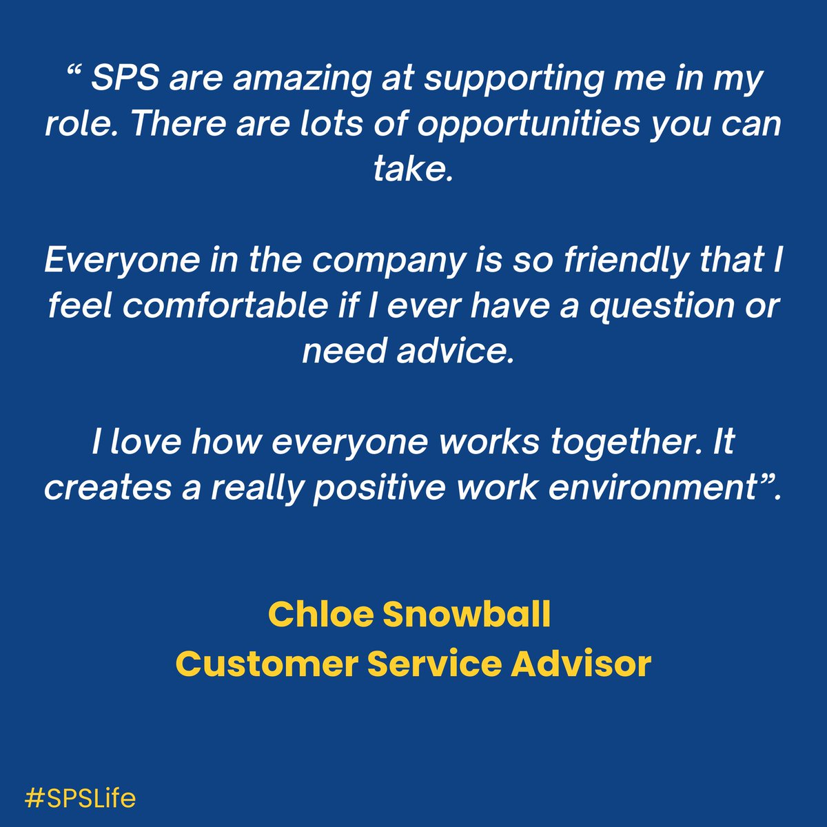 spsbus's tweet photo. Chloe joined SPS in November last year as part of our customer services team โ.
Having previously worked in retail and healthcare, Chloe enjoys working with and helping people and always has a smile ๐.
#SPSLife #InTheSpotlight #WorkingForSPS #WeAreSPS https://t.co/8vqnXR1LxU