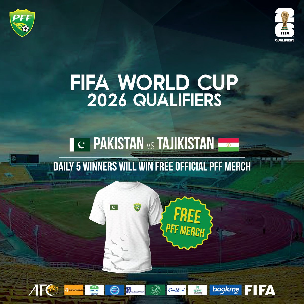 bookmepk's tweet photo. Attention football fans! Buy match tickets and win free PFF official merch. We will announce 5 lucky winners who bought match tickets starting from 6th to the 21st of November.
Looking forward to see you all at the stadium!
#BookmeXPFF #footballcomeshome #DilSayFootball https://t.co/w3bKBuGFSL