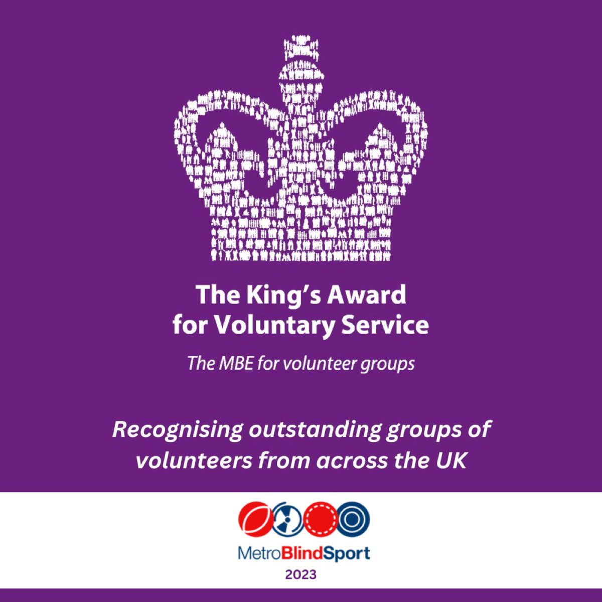 Metro have received the King’s Award for Voluntary Service! This is the highest award for a charity, equivalent to an MBE. Many thanks to our funders, partners and volunteers for making this possible. @KingsAwardVS @rnib @BritBlindSport @UKBlindCricket