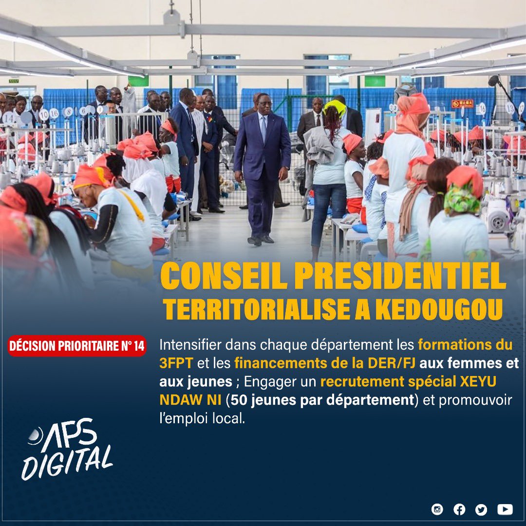 APS_Senegal's tweet image. Les 15 décisions prioritaires du conseil présidentiel de Kédougou ! 

Plus d’informations sur aps.sn

#APS #kedougou #revueeconomique #Mackysall