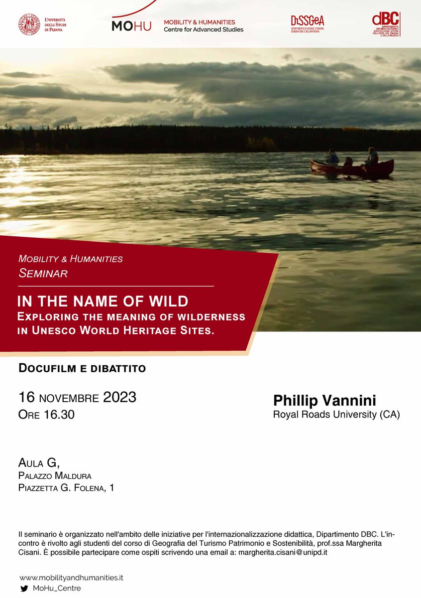 mobile and relational interpretation of wildness is what April and Phillip Vannini offer in their film 'In the Name of Wild' and we will have the privilege to discuss it with Phillip, from Royal Roads Univ. (Vancouver) on Nov 16, in the Tourism Geography class with <a href="/MCisani/">Margherita Cisani</a>.