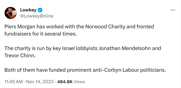 Lowkey has just outed himself as someone who thinks a Jewish charity helping people with learning disabilities is fair game classy