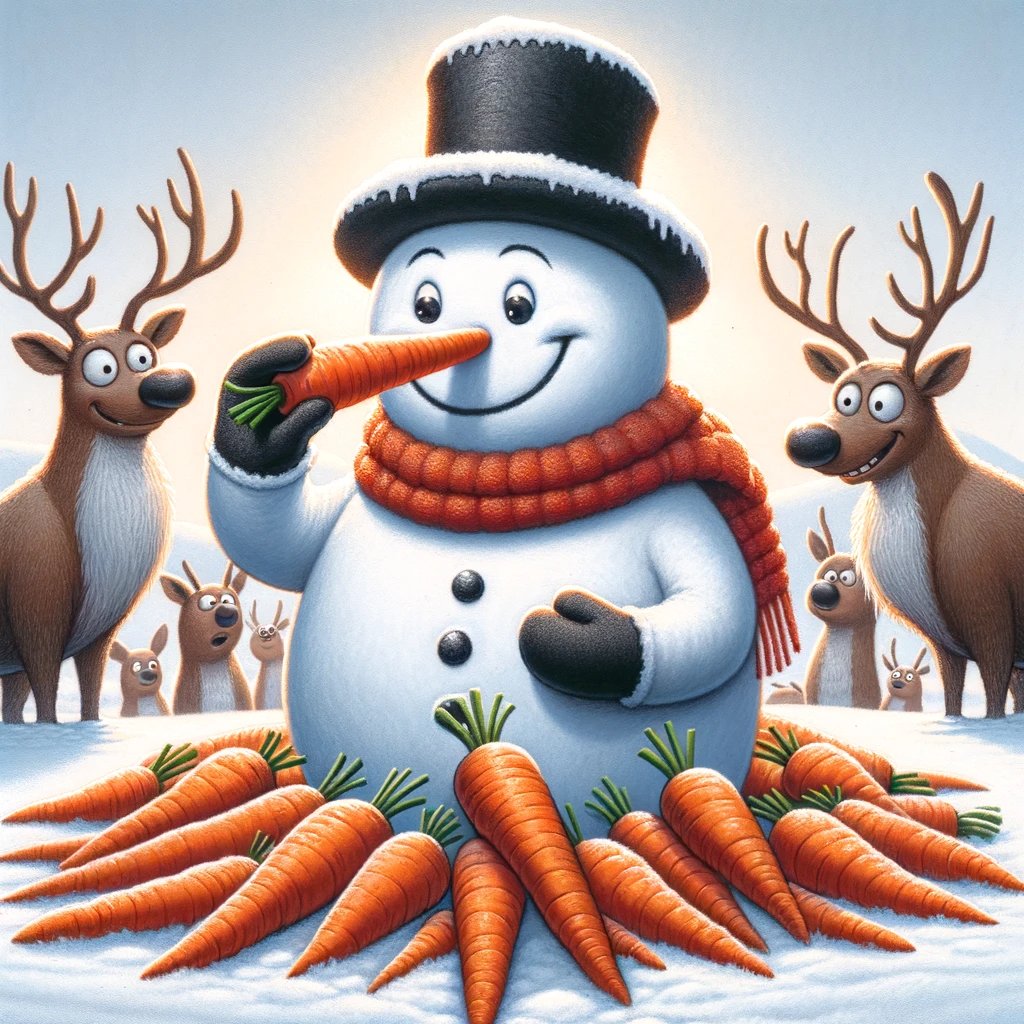 SantaClauseTalk's tweet image. &quot;What was the snowman doing looking through the carrots? He was picking his nose!!&quot; 🥕⛄️🎅 #ChristmasHumor #ReindeerGames