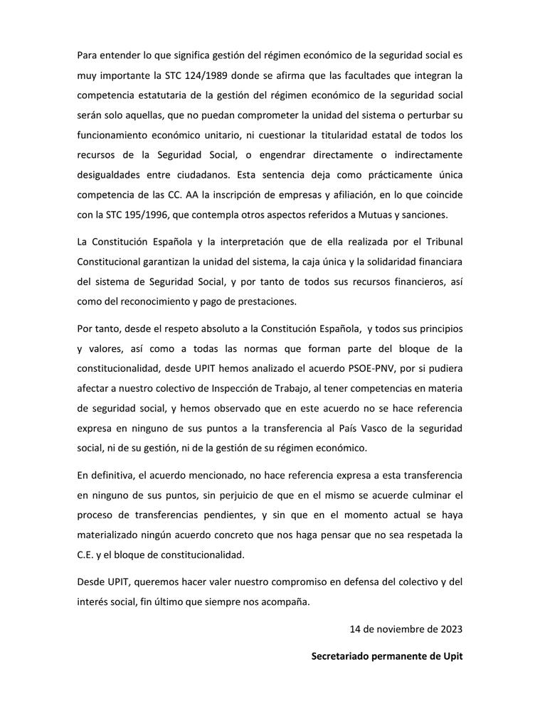 UPIT_ITSS's tweet photo. Pensábamos que no era necesario pronunciamos desde UPIT sobre nuestro respeto a la Constitución Española, y todos sus principios y valores, así como sobre el respeto a todo el bloque de constitucionalidad.
No obstante, y sin entrar en valoraciones políticas, os compartimos https://t.co/XfNsFiJ7Cd