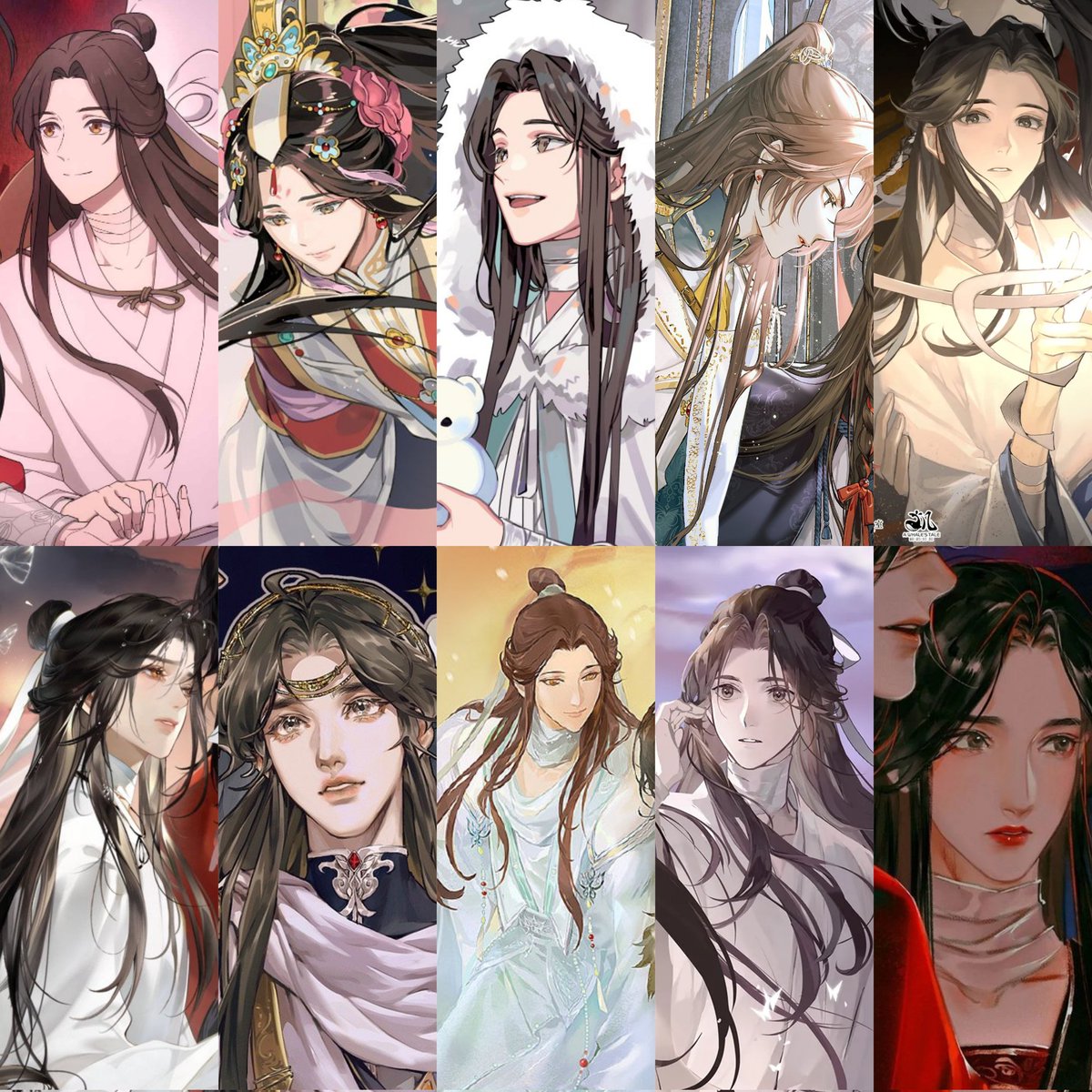 femmelian's tweet photo. so many gorgeous  beautiful official art of xie lian. and he's an ethereal, pretty-faced twink in all of them ♥️ https://t.co/0C9CzKO635