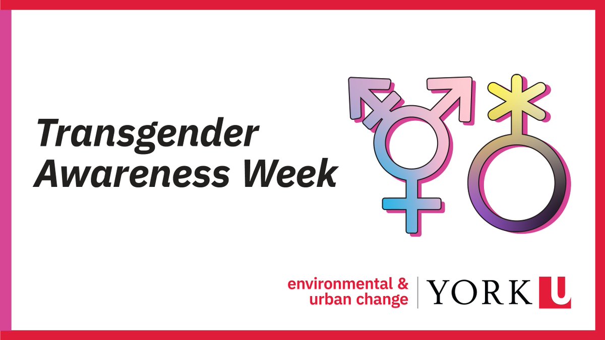 It's #TransgenderAwarenessWeek—an annual observance highlighting experiences and challenges faced by transgender people. The week ends with the Transgender Day of Remembrance on November 20th, which honours the lives lost to anti-transgender violence.

#YorkU #YorkUEUC
