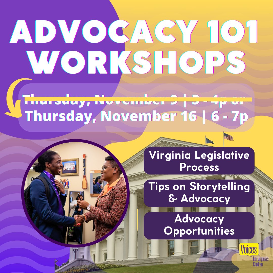 🔥 Elevate your skills, amplify your voice, and champion the causes that matter most for youth, children, and families during the General Assembly. 📣 This is your chance to be a catalyst for positive change! Register for this week's Advocacy 101 training: vakids.org/join-us/events