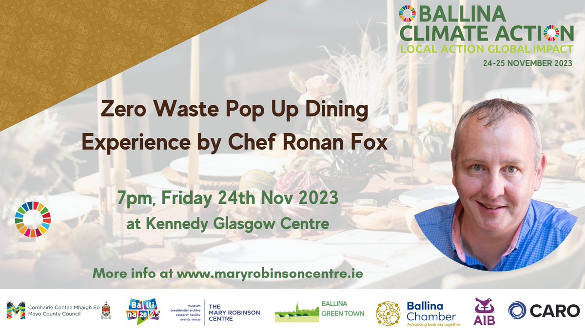 MaryRobinsonCtr's tweet photo. 🌿🍽️ ZERO WASTE POP-UP DINING EXPERIENCE by Chef Ronan Fox! 🌎✨

Get ready for a night of fun, education, and deliciousness at our Zero Waste Pop-Up Dining Experience! 🌟

Only a limited spaces available! Book now 👇
https://t.co/Z2dHMnFbSW https://t.co/xUQDqaR2a5