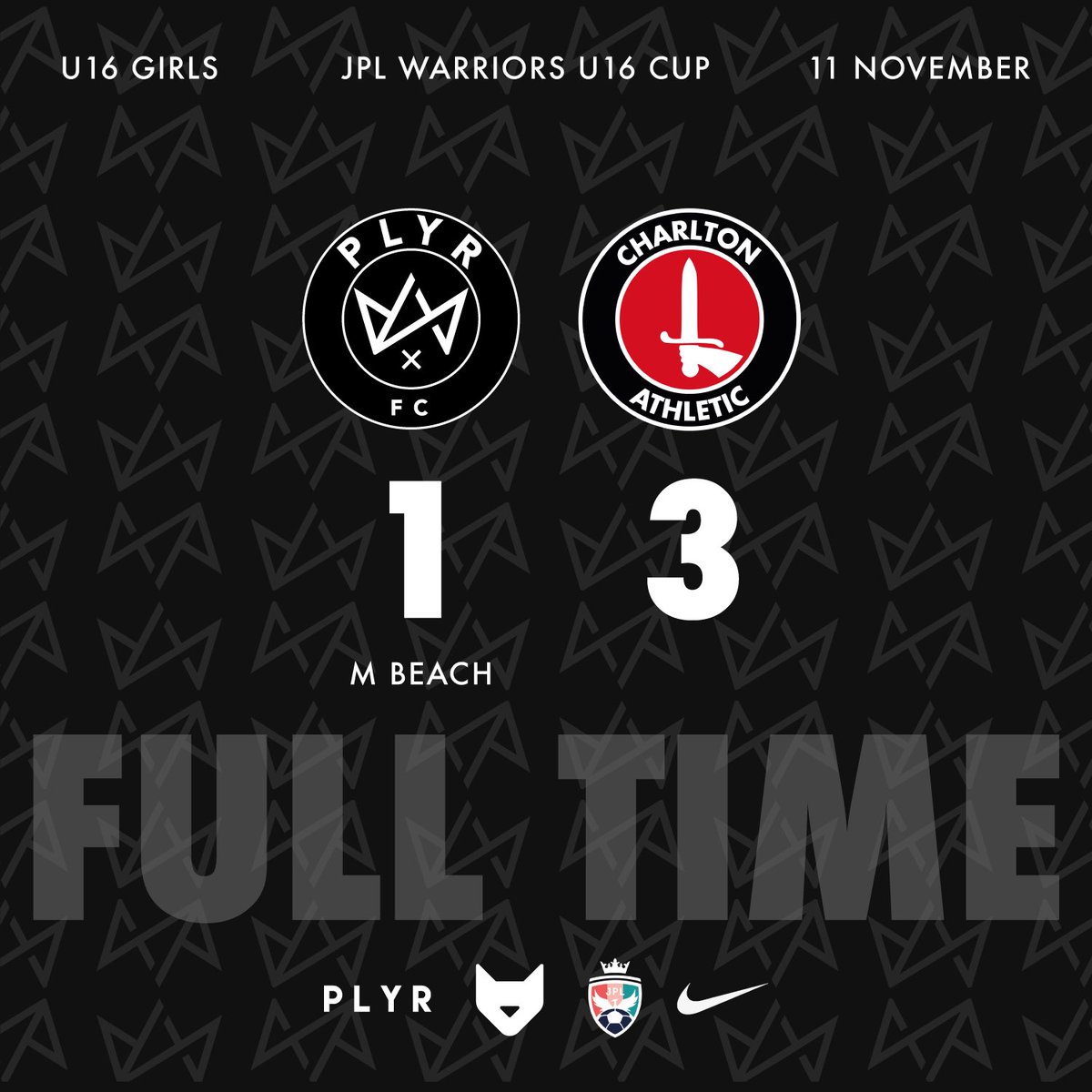 Pushing pro-club <a href="/CAWFC_clubnews/">Charlton Athletic Women's PGA, Girls Academy & ETC</a> all the way to the final whistle, our U16 Girls left it all out on the pitch. An outstanding game of football &amp; we wish Charlton all the best in the next round &amp; for the rest of the season. 🤙🏽⚫️⚪️ <a href="/JPL_WARRIORS/">JPL Warriors 🛡️</a>