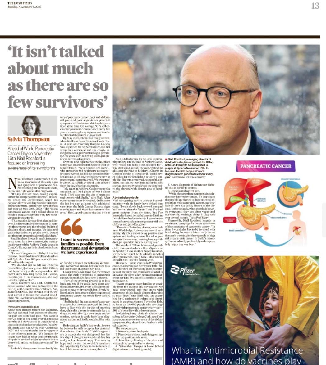 Thank you ⁦@sthompsonIT⁩ and ⁦@IrishTimes⁩ for helping me tell Stella’s story very sensitively! Thank you also for highlighting the symptoms of pancreatic cancer and the importance of early detection #PancreaticCancerIreland #5in6 #WPCD #HelloPancreas
