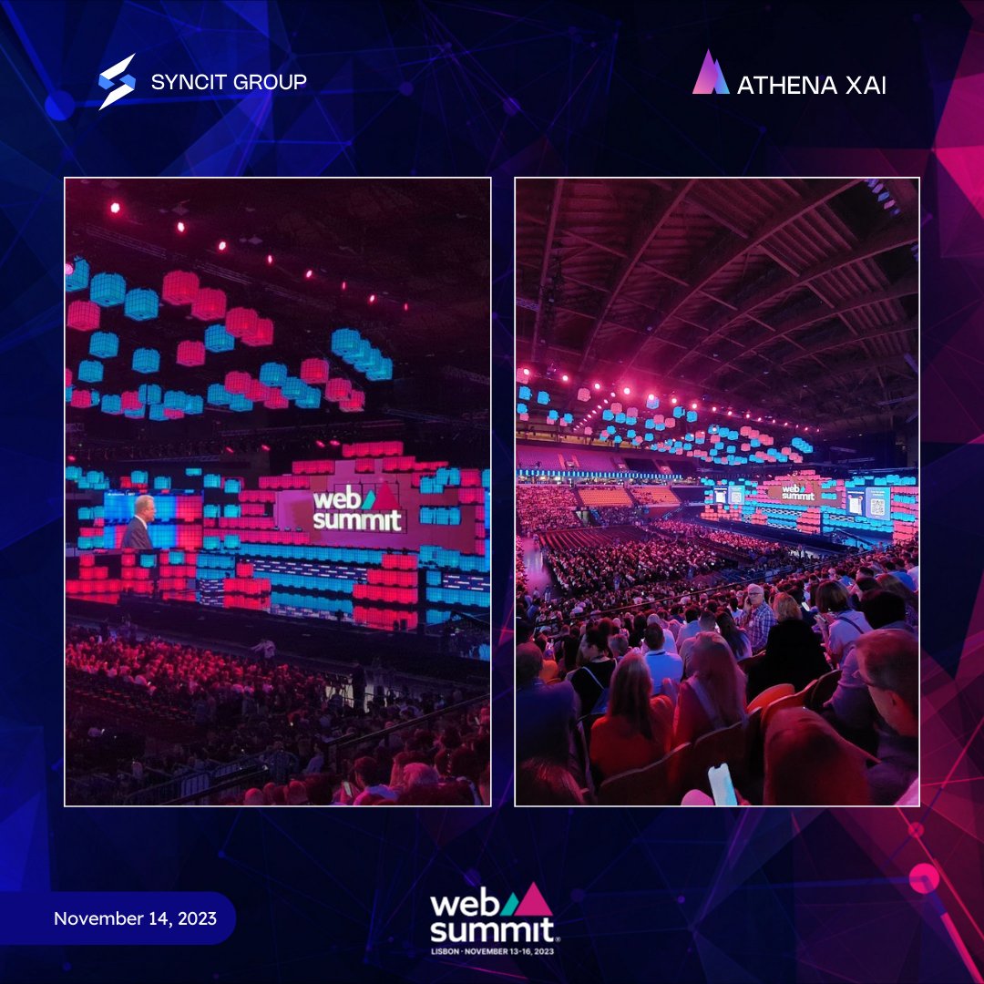 SyncitG's tweet photo. 🌍Exciting Day 1 at @WebSummit 2023!🌍Join @SyncitG at Pavilion 2, Stand E226 and #AthenaXAI at Pavilion 3, Stand B406 on a journey of innovation.🚀Let's connect and shape the future of eCommerce tech together!✨#TechInnovation #Networking #FutureTech #Lisbon https://t.co/aatskkDyX2