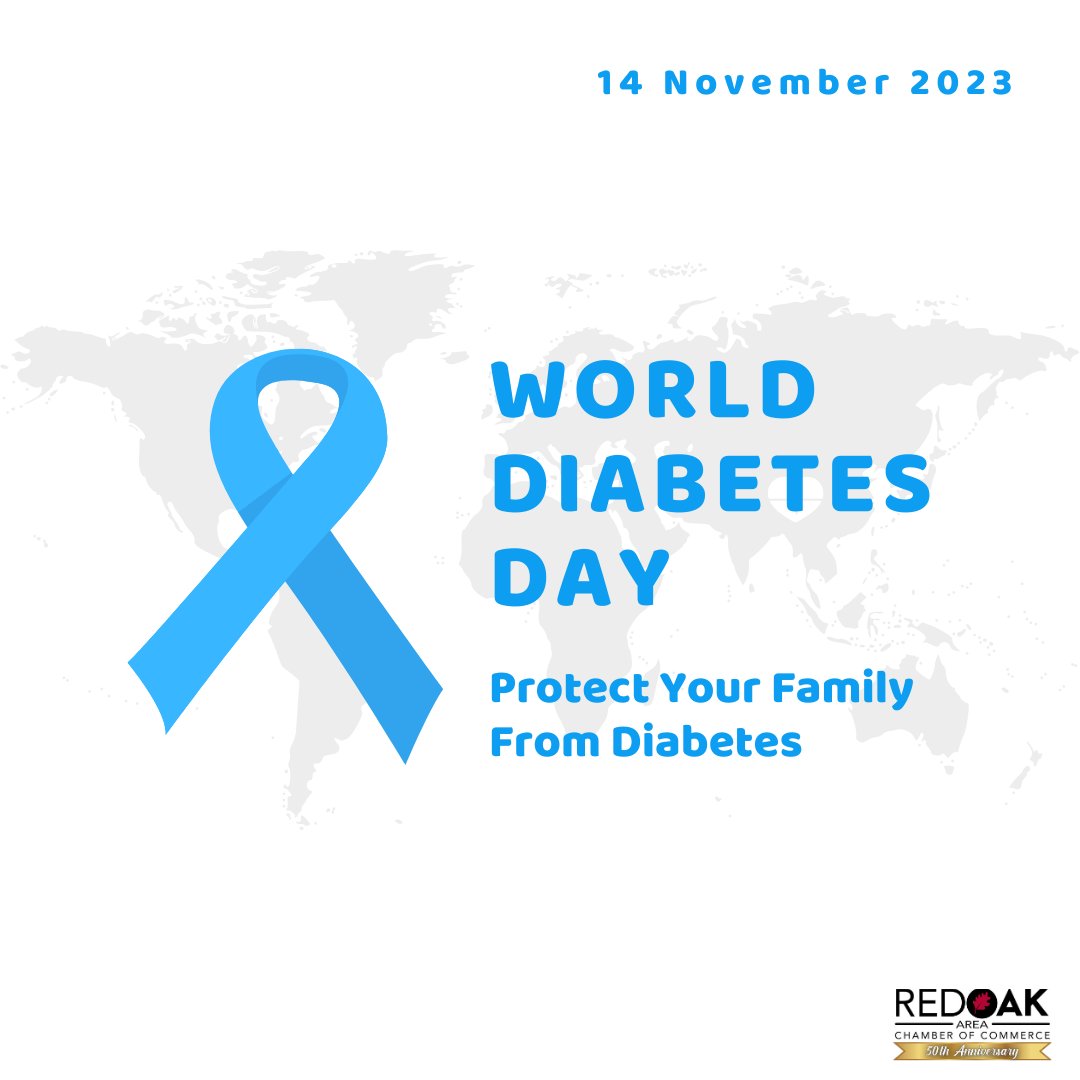 Adopting and maintaining healthy eating habits can delay or prevent Diabetes. Help defeat Diabetes.
diabetes.org

#WorldDiabetesDay
#defeatDiabetes
#Diabetes1
#Diabetes2
#healthymeals
#exercise
#RedOakAreaChamberofCommerce