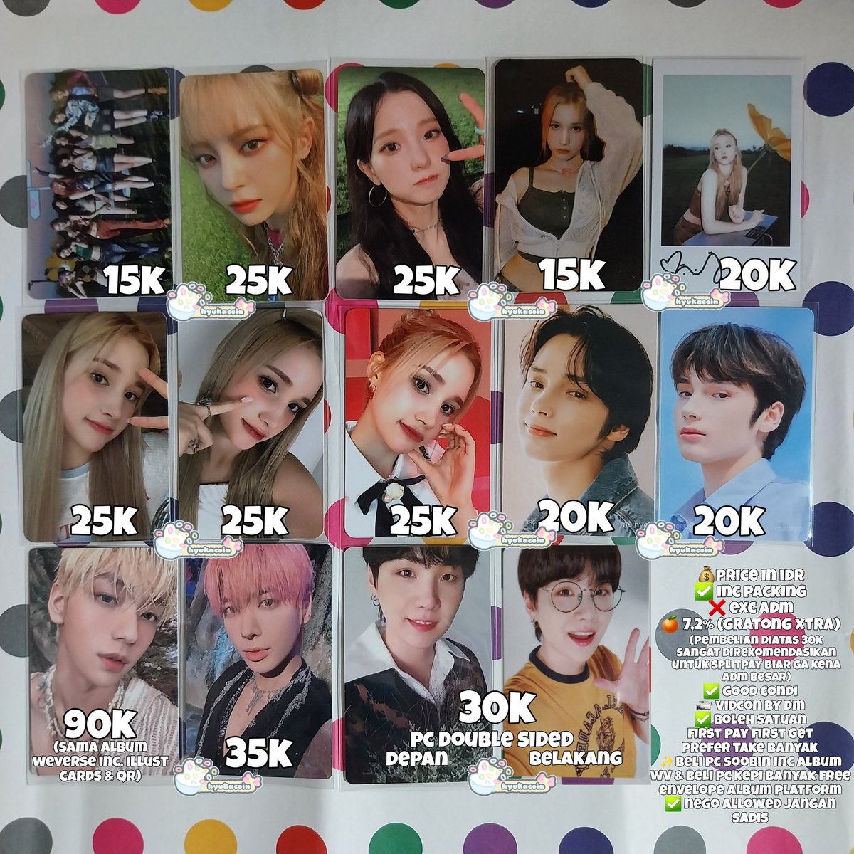 [ HELP RT, TYSM]

WTS LFB INA 🇮🇩
☆ detail di foto
☆ price inc pack, exc adm 🍊 7,2%
☆ condi by dm
☆ dom malang, jatim

T. TXT soobin taehyun hueningkai hyuka tnct wv weverse manyo; kep1er magic hour bahiyyih hiyyih yujin mashiro grup pola; BTS festa suga nobita