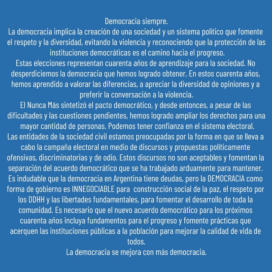 ASRAOK's tweet image. Comunicado desde las Comisiones Directivas de @ASRAok, @CPS y el Consejo Directivo del Colegio de Sociólogos de la Provincia de Buenos Aires de cara al balotaje.
🇦🇷 La democracia se mejora con más democracia 🇦🇷