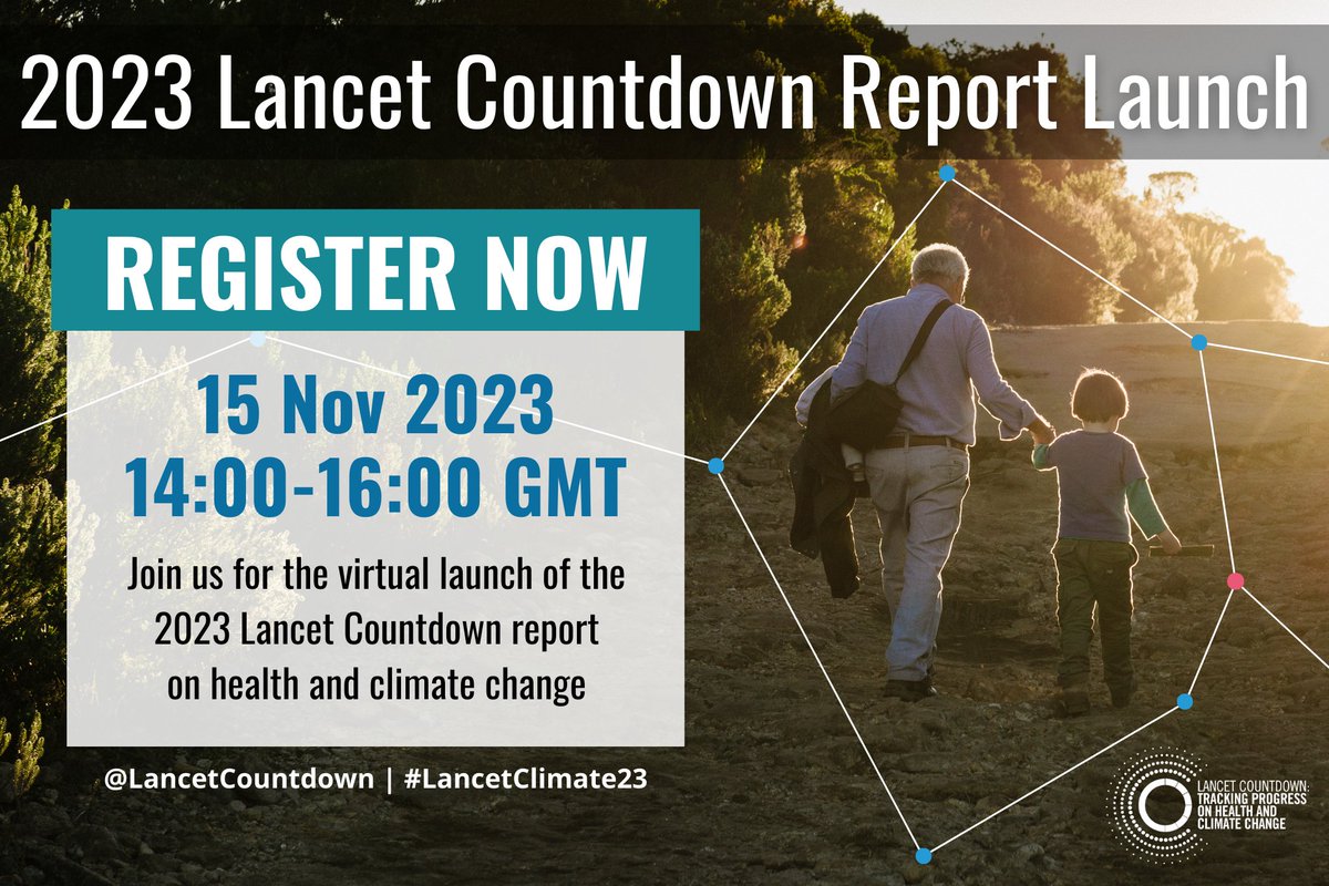 📢 1 DAY TO GO 📢 There is still time to register for the launch of the 2023 @LancetCountdown Report on health & #ClimateChange. 📅 15 November 14:00-16:00 GMT 🔗 Register: hubs.li/Q026xbcj0 #LancetClimate23