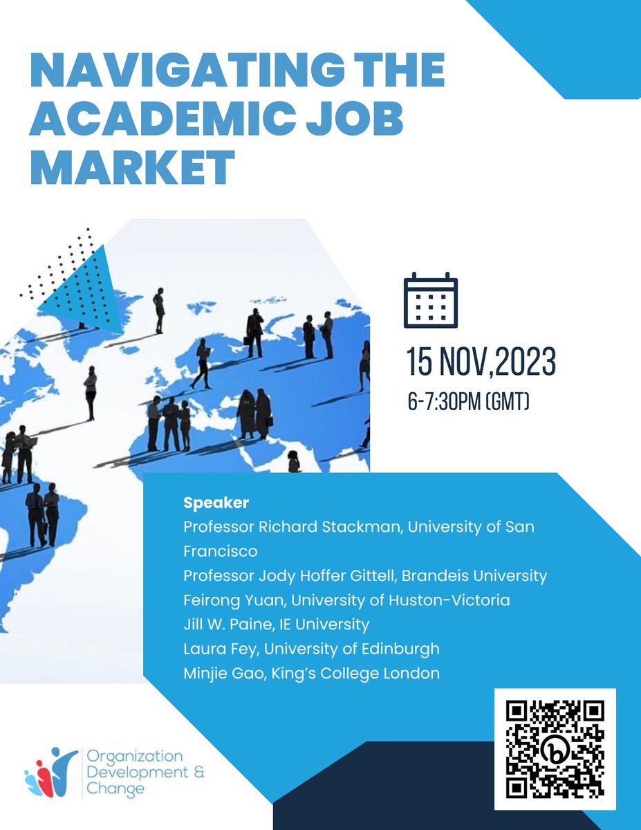 Last call for registrations! 🚀 Don't miss our fantastic lineup at 'Navigating the Academic Job Market in Europe and Northern America'. See you tomorrow!
📅 Date: Nov 15 
⏰ Time: 6-7:30 pm (GMT) 
🔗 bit.ly/3ZP1Wie 
#AOMODC #AcademicJobs
