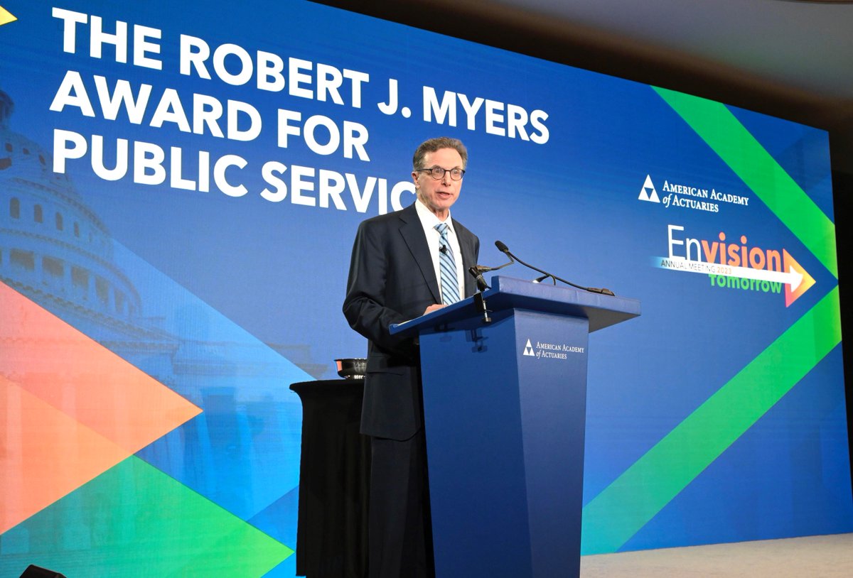Actuary_Dot_Org's tweet photo. The Academy produces research that makes exceptional contributions to the common good. This year, the Robert J. Myers Public Service Award honors Frank Todisco, chief actuary of the Government Accountability Office & former senior pension fellow at the Academy. #EnvisionTomorrow https://t.co/UZqhUfcyYt