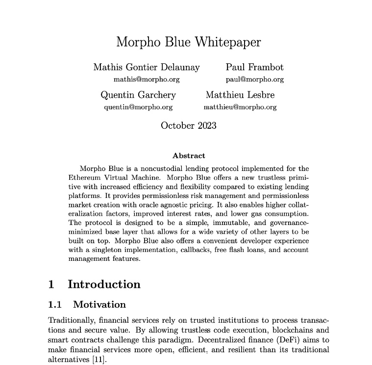 1/ Checking out the <a href="/MorphoLabs/">Morpho 🦋</a> Morpho Blue Whitepaper again, I think the 'Bring-Your-Own Risk Management' feature will reshape decentralized lending.

Short thread on this 🧵