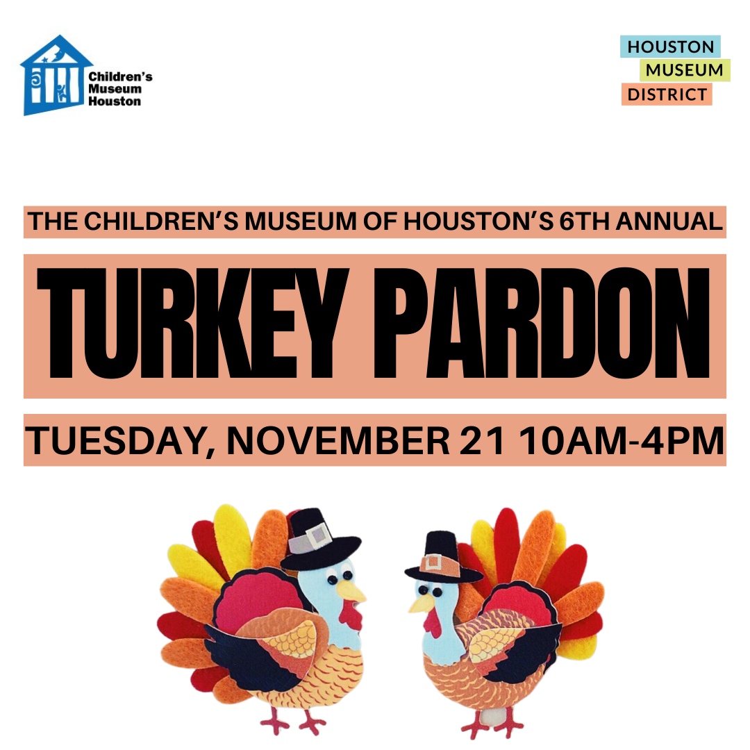 HOUMuseums's tweet photo. Gather your flock. π¦ You're cordially invited to join Kids' Committee President at the Museum's 6th annual Presidential Turkey Pardon!
For more information and registration, head to:
https://t.co/UUyASZTO2H
#HOUMuse #HoustonMuseums #HoustonTX #HTX #Houston #VisitHouston https://t.co/CcTPmqo30W