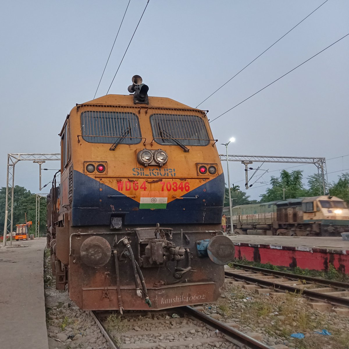 At the dusk Siliguri WDG4D 70346 taking rest after completing it's duty with cement loaded BCN rake upto Bokajan, Assam 
.
.
#NFrailways #wdg4d #assam #electrifiedNFR #moveitlikerailways
#nfrailenthusiasts