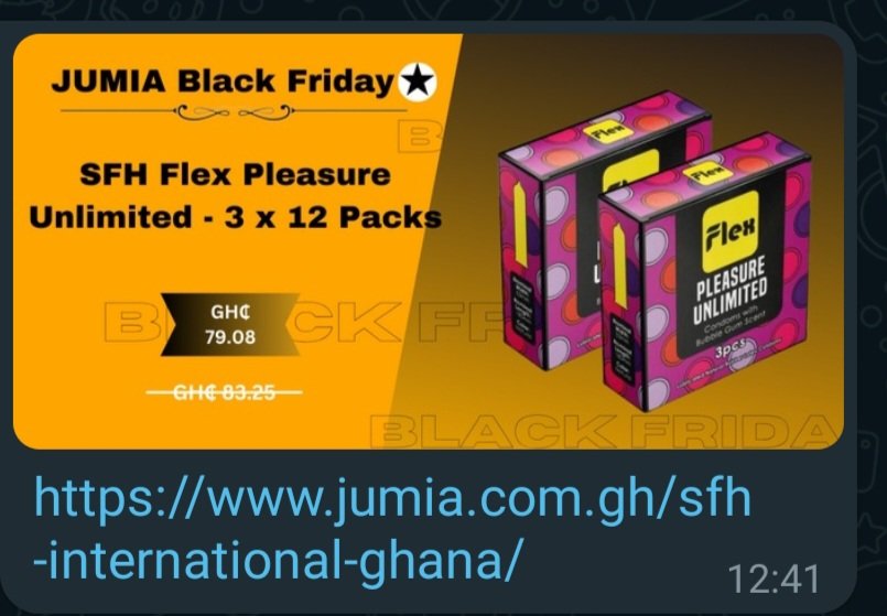 Did someone say #BlackFriday on <a href="/JumiaGhana/">Jumia Ghana</a> !!! You heard right!! Find exxxciting @flexcondoms deals  and thank us later!! LINK IN BIO.
#IfEnobeFlexAbegForget 
#SafeSexIsGreatSex
#condoms 
<a href="/SFHIGhana/">SFH International Ghana</a>